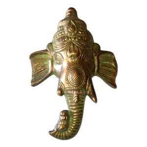 Vintage Ganesh Hindu India Brass Elephant Wall Decor